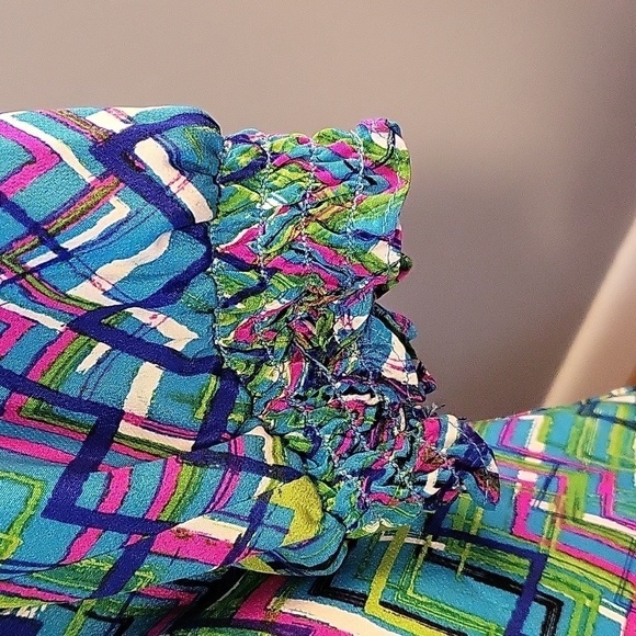 Amanda Uprichard Silk Chevron Print Tie Waist 3/4 Sleeve Dress Size See Comment - Picture 6 of 9